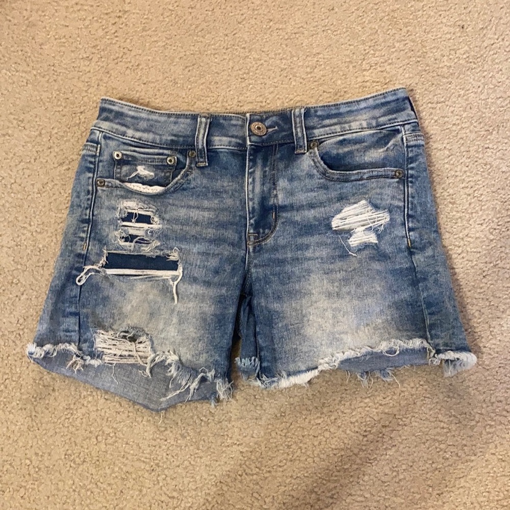 Acid Wash Distressed Midi American Eagle Shorts